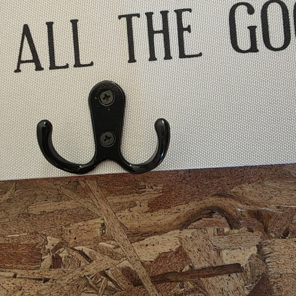 Laundry Room Wall Decor with Hooks - Black and White
